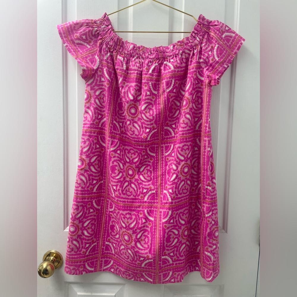 S Vineyard Vines Pink Cotton Off the Shoulder Mini Dress